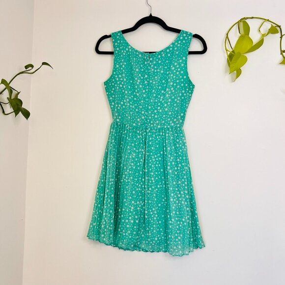 GAP Sleeveless Polka Dot Pleated Fit and Flare Dress Mint Green Women's 0 - Picture 9 of 10